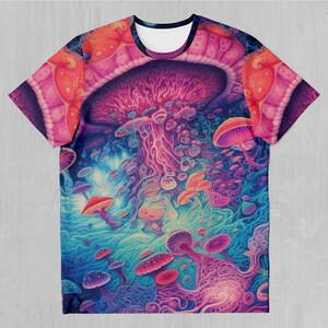 Mycological Mind Psychedelic Abstract Colorful EDM Rave Festival Tee