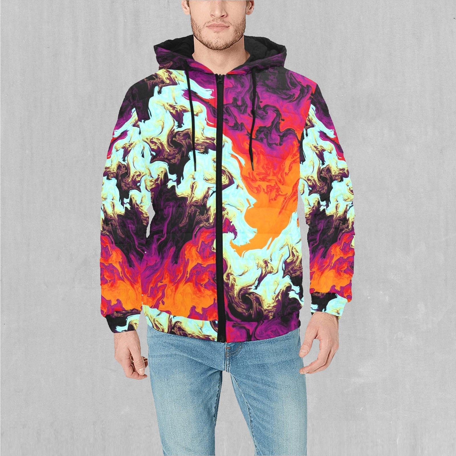 Lava Bath Psychedelic Colorful Puffer Jacket - Etsy Canada