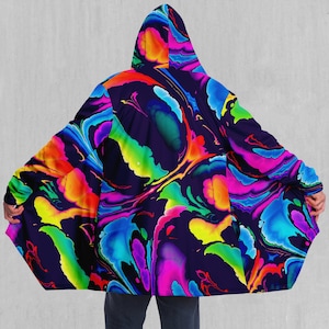 Dream Spectrum Psychedelic EDM Rave Festival Sherpa Lined Hooded Cloak