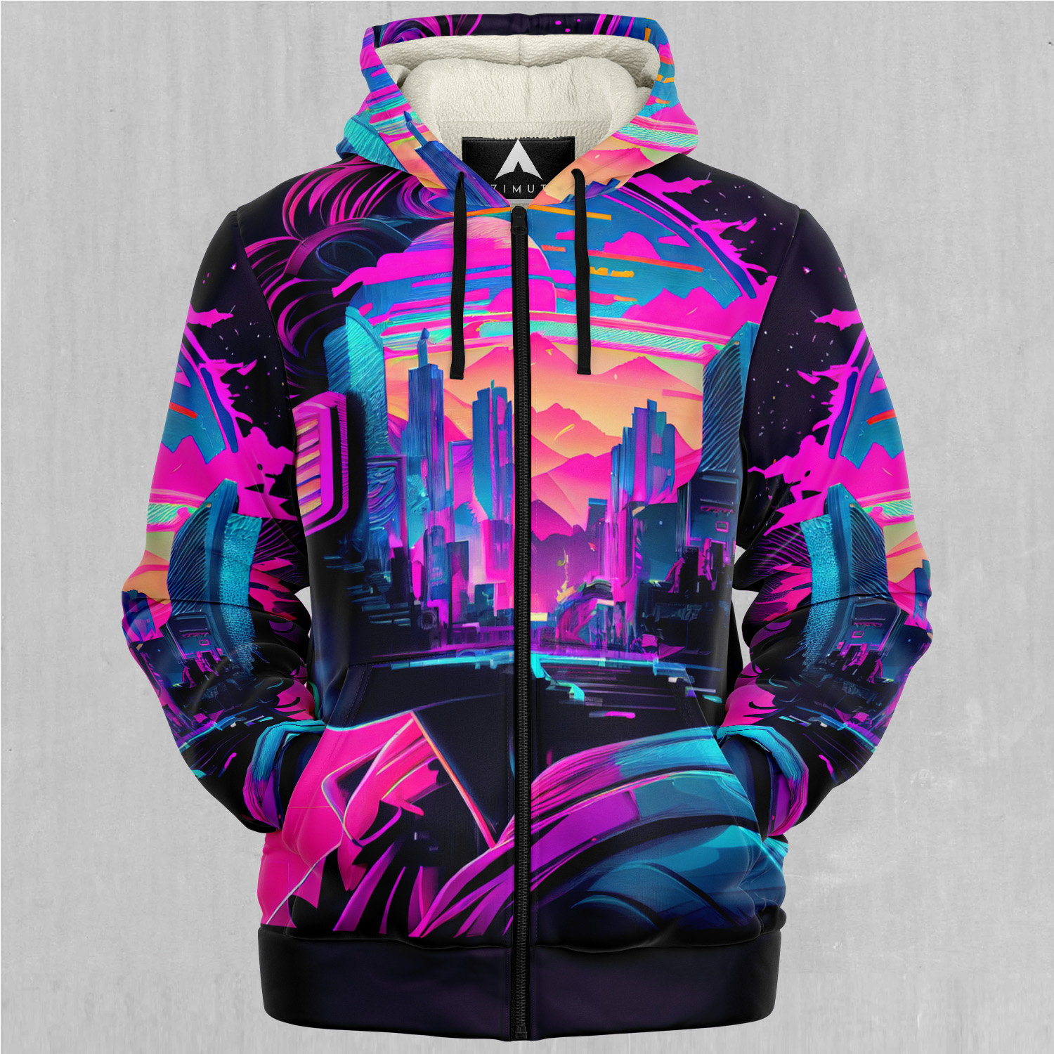 FEPL正規品★24AW★New Wave Meteor 1300 Napping Hoodie Visionary Synthwave Retro Vaporwave Sherpa Microfleece Zip