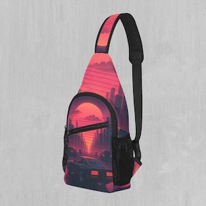Riñonera bandolera estilo festival Nightfall Vaporwave Retro Synthwave