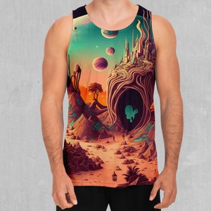 Cosmic Mirage Psychedelic Abstract Men&#39;s Tank Top Muscle Sleeveless Shirt
