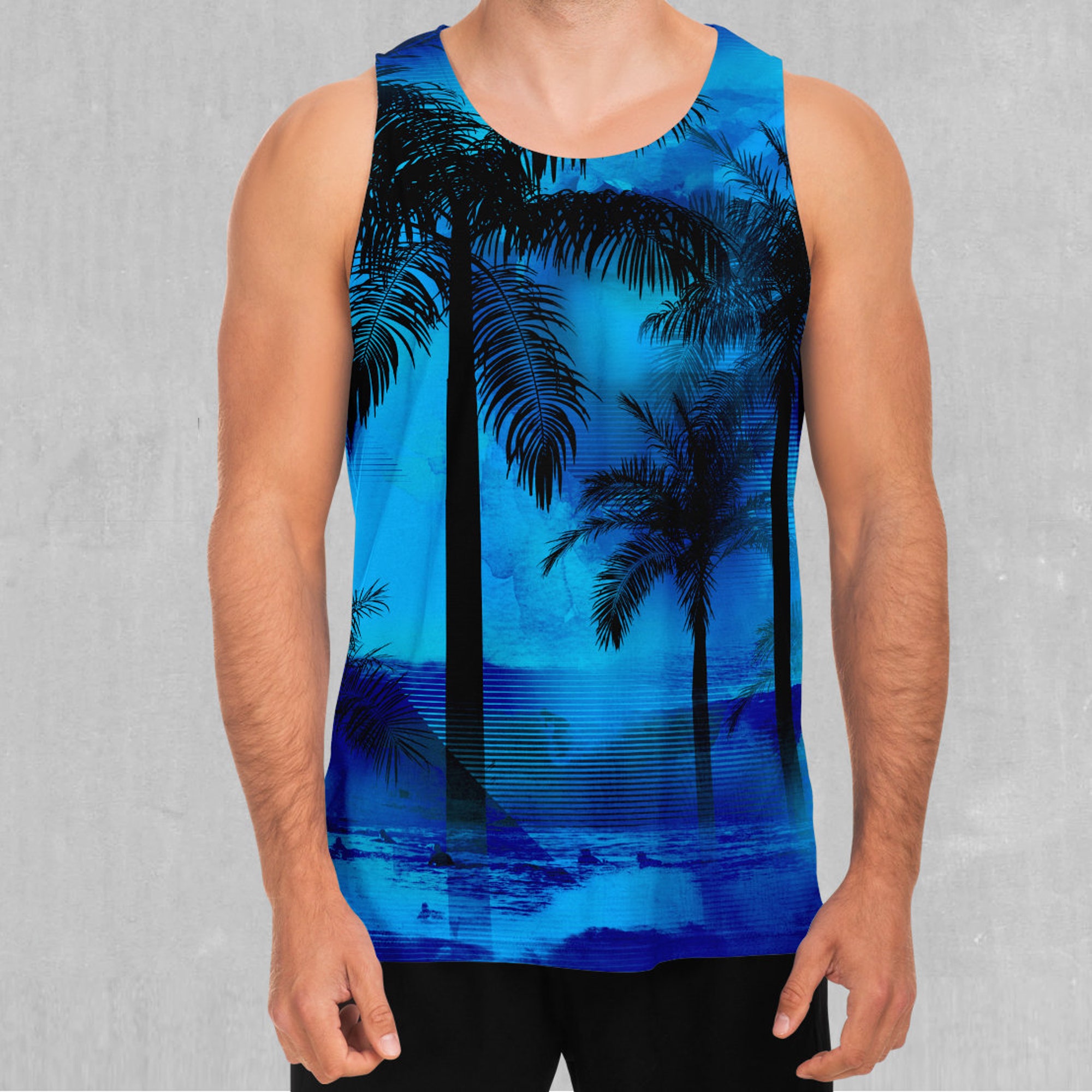 Oceania Coast Tropical Palm Trees 4 Men's Tank Top Muscle Sleeveless Shirt