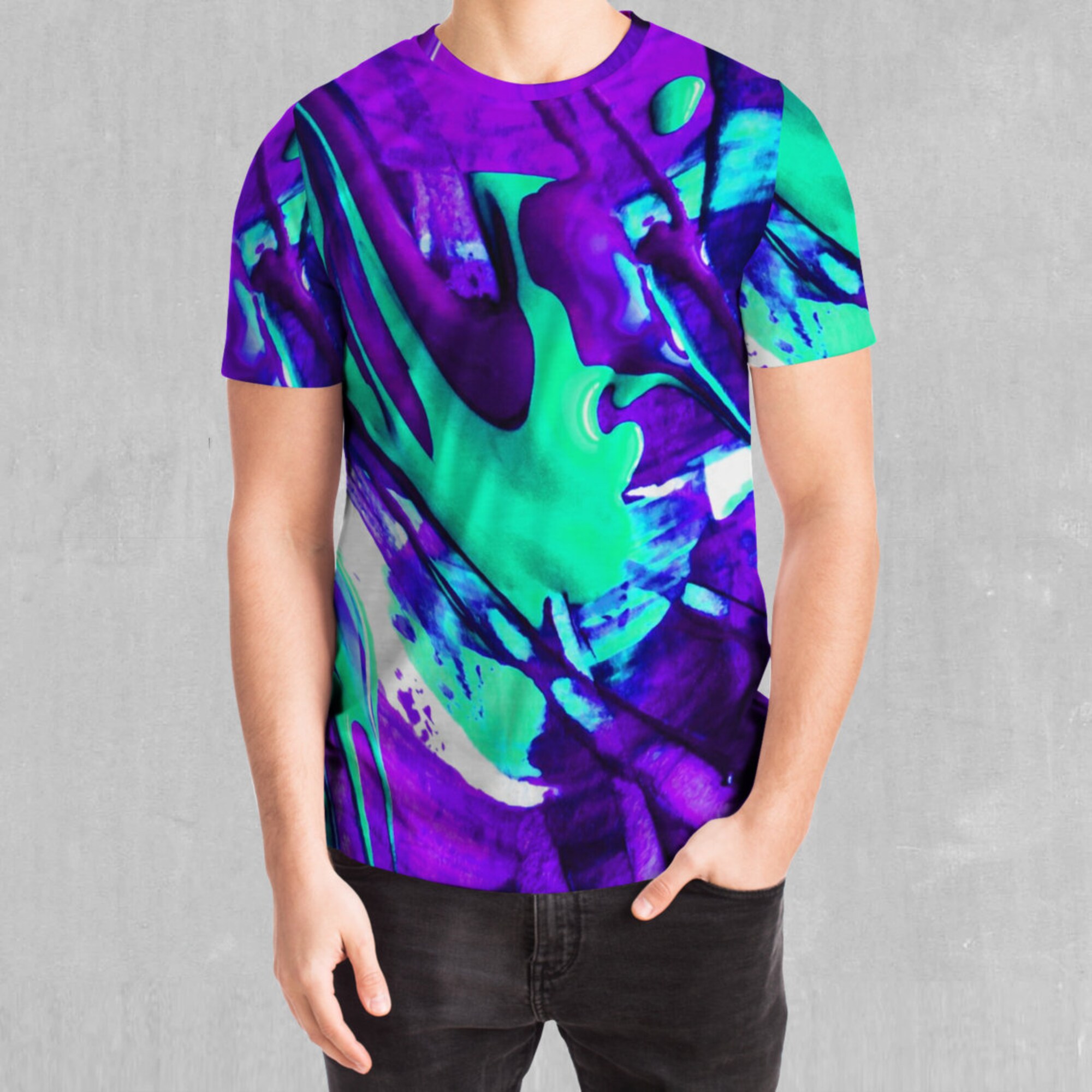 Radioactive Psychedelic Neon EDM Rave Festival All Over Print Tee