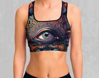 Cosmic Eye Mandala Psychedelic Sports Bra, Women's Sports Bra, Workout Bra, Yoga Bra, Sports Bra For Women, Compression Bra