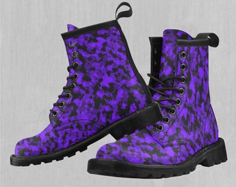 Bottes à lacets en similicuir pour femmes Royalty Purple Camo