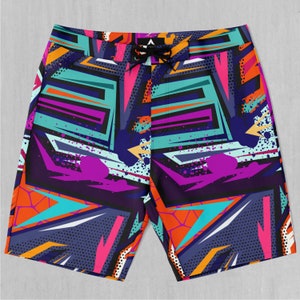 Tectonic Board Shorts Men&#39;s Bathing Suit Swim Trunks With Pockets and Drawstring
