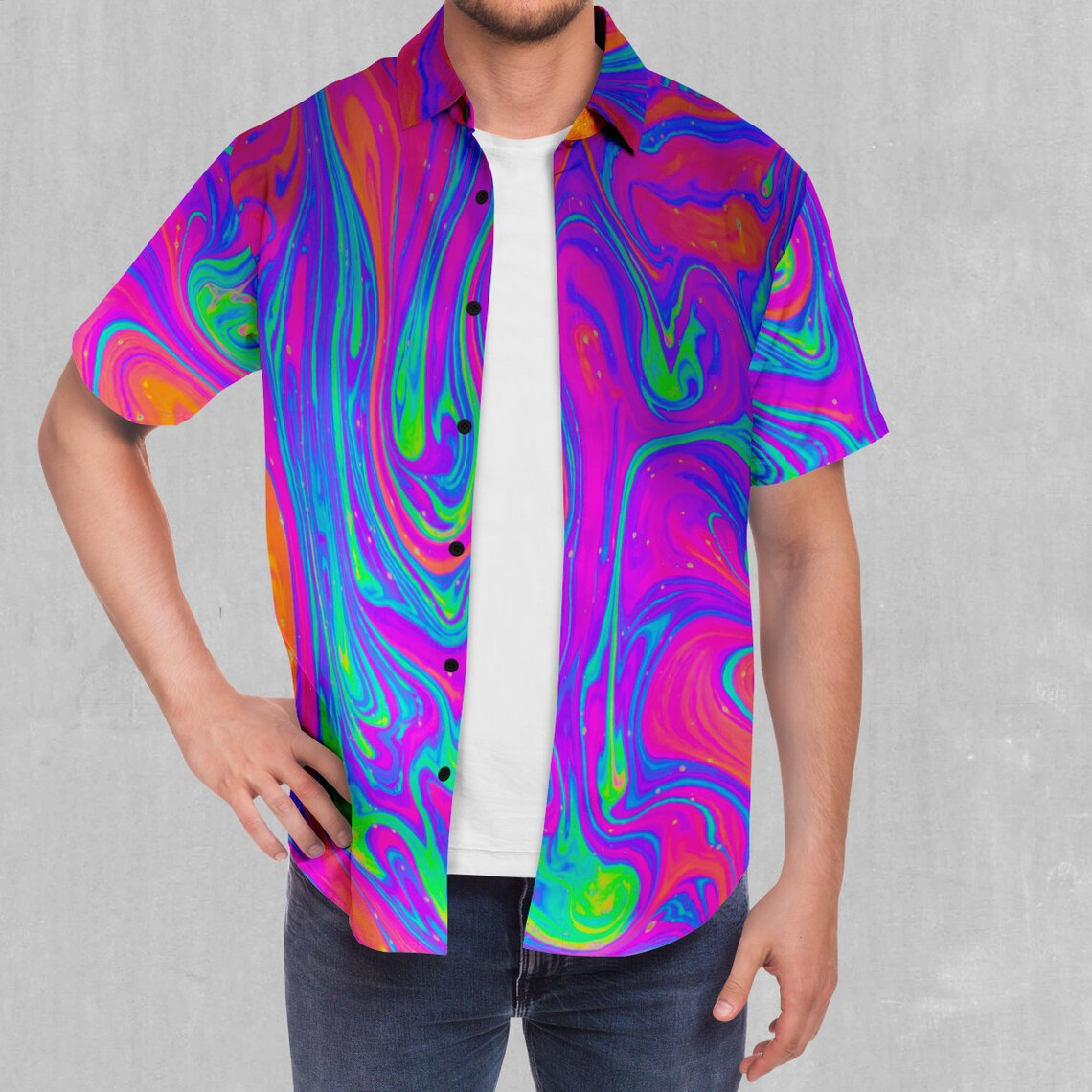 Acidic Drip Short Sleeve Button Down Collared Shirt - Etsy