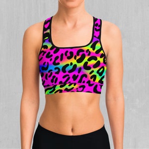 Rave Leopard Sports Bra, Women&#39;s Sports Bra, Workout Bra, Yoga Bra, Sports Bra For Women, Compression Bra