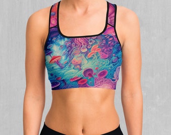 Mycological Mind Psychedelic Sports Bra, Women's Sports Bra, Workout Bra, Yoga Bra, Sports Bra For Women, Compression Bra