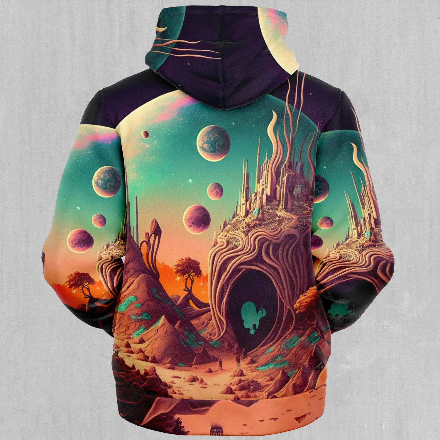 Discover Cosmic Mirage Psychedelic Abstract Trippy Sherpa Microfleece Zip-Up Hoodie
