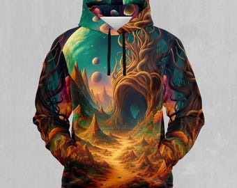 Cosmic Mirage Psychedelic Abstract EDM Rave Festival Polyester Hoodie