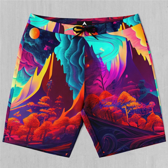 Wonderland Valley Psychedelic Board Shorts Men s Bathing Suit Swim