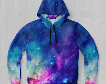 Frost Nebula Galaxy Outer Space EDM Rave Festival Polyester Hoodie
