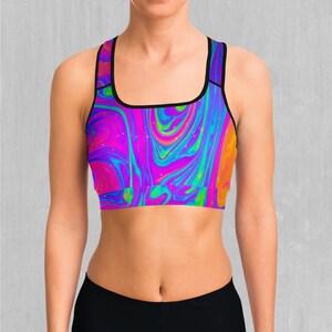Acidic Drip Psychedelic Sports Bra, Women&#39;s Sports Bra, Workout Bra, Yoga Bra, Sports Bra For Women, Compression Bra