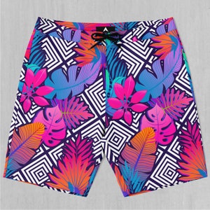 Vault Tropic Floral Board Shorts Herren Badeanzug Badehose mit Taschen und Kordelzug