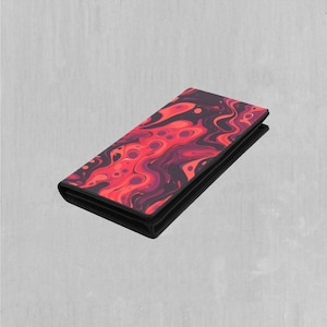 Carteira feminina com fecho de pressão dobrável Scarlet Fusion Red Psychedelic