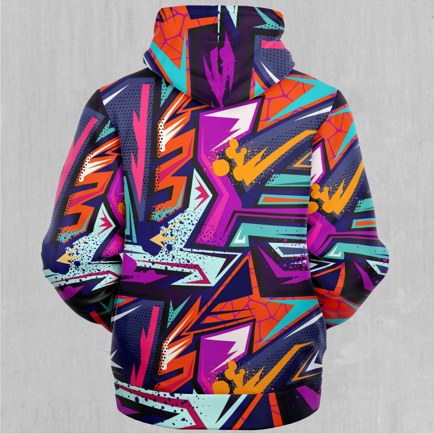 Discover Tectonic Streetwear Abstract Graffiti Sherpa Microfleece Zip-Up Hoodie
