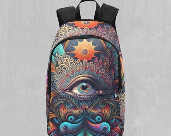 Cosmic Eye Mandala Adventure Festival Psychedelic Backpack with Laptop Compartment