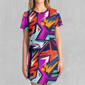 Tectonic Abstract Streetwear Patterned T-Shirt Dress