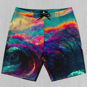Mind-Bending Sea Board Shorts Men&#39;s Bathing Suit Swim Trunks With Pockets and Drawstring
