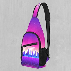 Cyber City Retro Vaporwave Sling Fanny Pack Crossbody Festival Bag