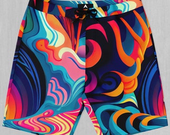 Psychedelic Vortex Board Shorts Men's Bathing Suit Swim Trunks With Pockets and Drawstring