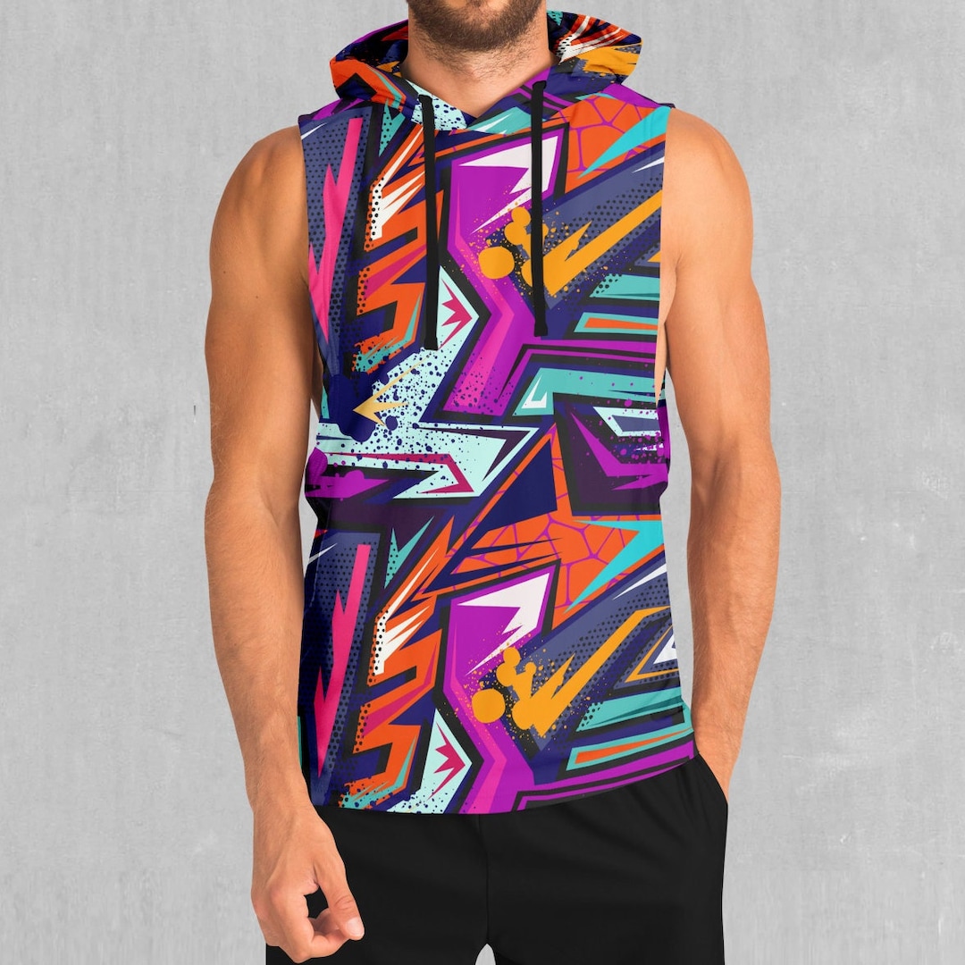 Polyester Rave Shirts Tectonic Abstract EDM Rave Festival Polyester Sleeveless Hoodie - Etsy