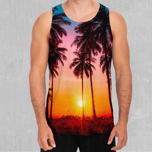 Küstenträume Tropische Palmen Männer Tank Top Muskel ärmellos Shirt