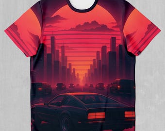 Camiseta con estampado integral Nightfall Synthwave Retro Vaporwave
