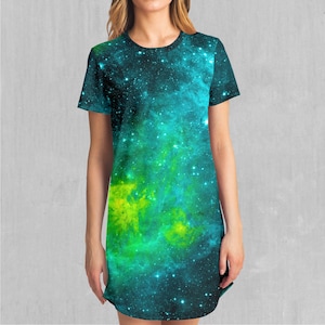 Acidic Realm Outer Space Astronaut Galaxy T-Shirt Dress