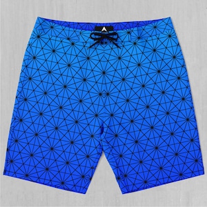 Star Net (Frost) Board Shorts Men&#39;s Bathing Suit Swim Trunks With Pockets and Drawstring