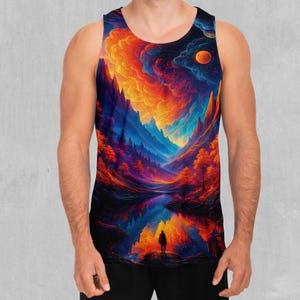 Wonderland Valley Psychedelic Men&#39;s Tank Top Muscle Sleeveless Shirt