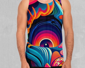 Camiseta sin mangas para hombre con estampado de vórtice psicodélico