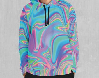 Holografisches Hologramm Psychedelic EDM Rave Festival All Over Print Hoodie