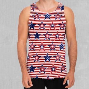 Patriotic Stars Independence Day July 4 Men&#39;s Tank Top Muscle Sleeveless Shirt