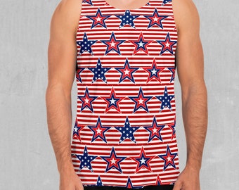 Patriotic Stars Independence Day July 4 Men's Tank Top Muscle Sleeveless Shirt