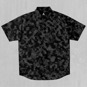 Midnight Camo Short Sleeve Button Down Collared Shirt