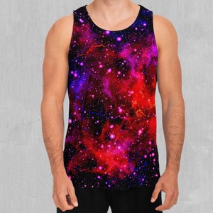 Electric Galaxy Space Men&#39;s Tank Top Muscle Sleeveless Shirt