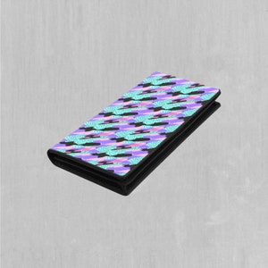 Carteira feminina Vapor Camo Vaporwave retrô com fecho de pressão dobrável