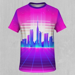 Cyber City Retro Vaporwave EDM Rave Festival All Over Print Tee