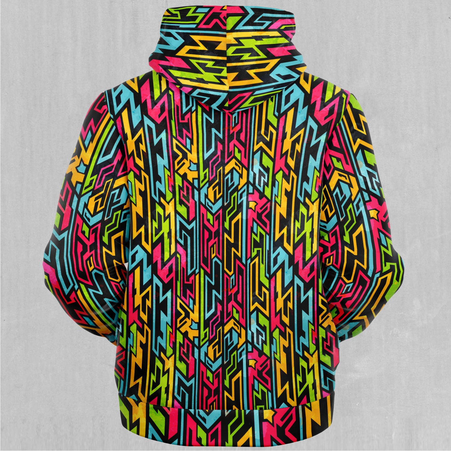 Discover Street Jigsaw Streetwear Abstract Sherpa Microfleece Zip-Up Hoodie