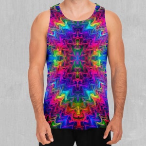 Tek Quantum Rainbow Psychedelic Men&#39;s Tank Top Muscle Sleeveless Shirt