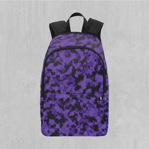 Royalty Purple Camo Adventure Festival Backpack, Purple Camouflage Backpack with Laptop Compartment