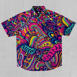 Psychotropic Floral Short Sleeve Button Down Collared Shirt