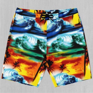 Paradise Dreams Floral Tropical Board Shorts Men&#39;s Bathing Suit Swim Trunks With Pockets and Drawstring