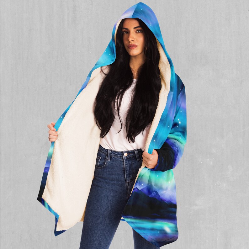 Northern Lights EDM Rave Festival Sherpa Lined Hooded Cloak Etsy