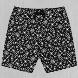 Star Net Board Shorts Men&#39;s Bathing Suit Swim Trunks With Pockets and Drawstring