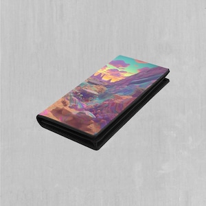 Carteira Feminina Vibrant Valley Psychedelic Trippy Bi Fold Snap Closure