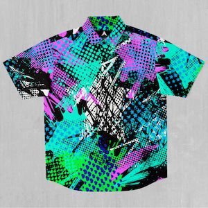 Electric Avenue Short Sleeve Button Down Collared Shirt